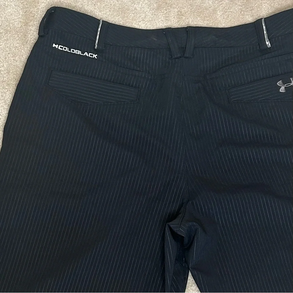 Under Armour Golf Shorts Black Pinstripe‎ Pattern Coldblack Moisture Wicking